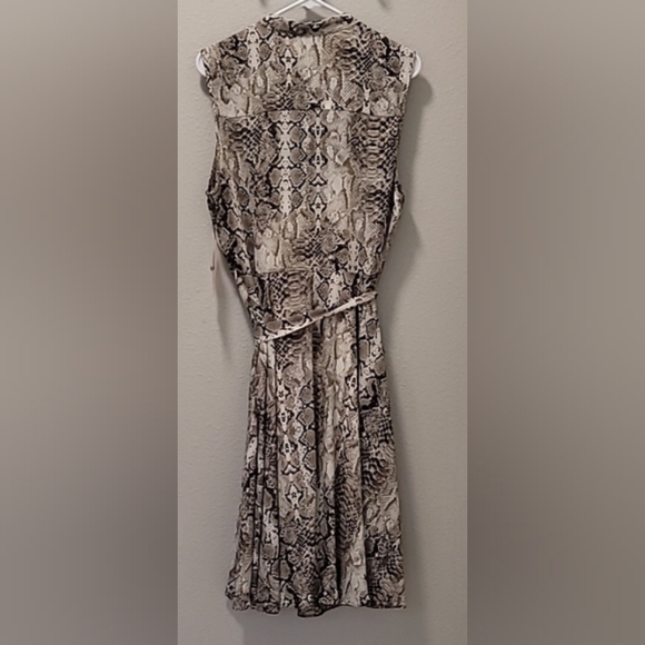 NWT Nanette Lepore Sleeveless Dress Size 12 Snake Skin Belted Tie Button Up Knee - Picture 11 of 13
